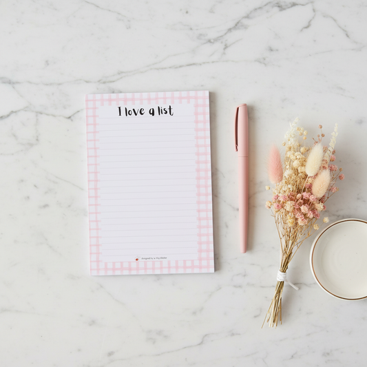 Pink Gingham Notepad Lifestyle